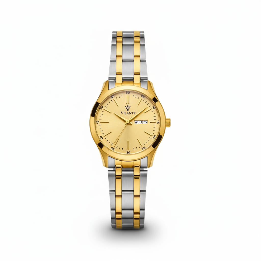 Vilante Royale Gold & Silver Men’s Analog Watch with Day-Date