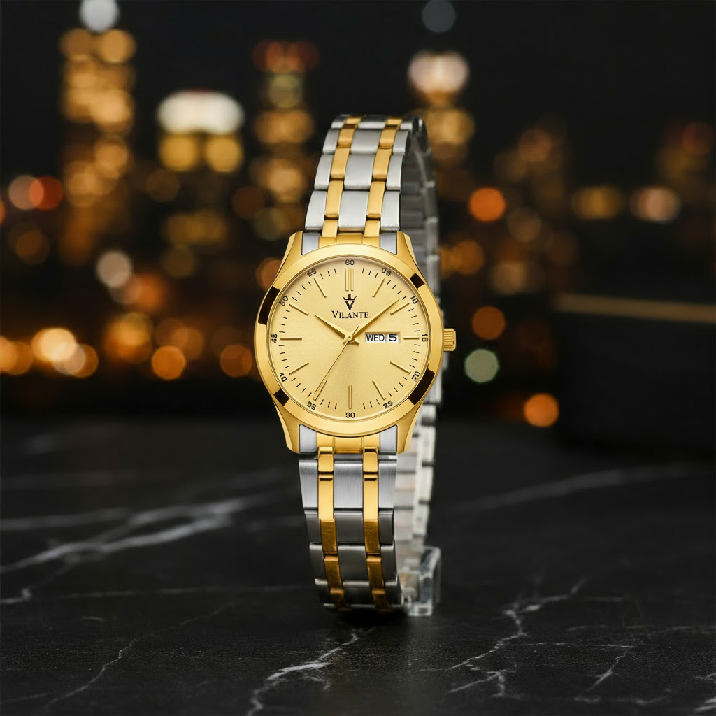 Vilante Royale Gold & Silver Men’s Analog Watch with Day-Date