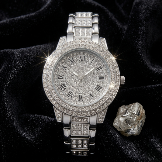 Vilante Women Luxury Designer Watch | Diamond Studded Dial | Silver Stainless Steel Bracelet Watch