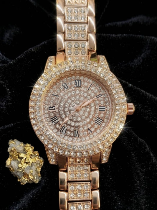 Vilante Women’s Luxury Rose Gold Crystal Studded Watch | Elegant Bracelet | Premium Designer Wrist Watch for Women & Girls